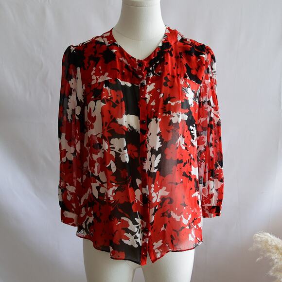 Charter Club Silk Floral button-down blouse size 12P - Picture 1 of 3